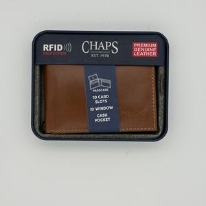 Chaps Brown Leather Card Holder with RFID